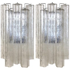 Pair of Large Italian Murano Glass “Tronchi” Wall Sconces by Venini