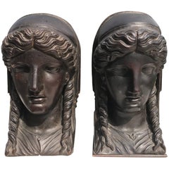 Pair of Large Italian Neoclassical Period Busts of Vestals