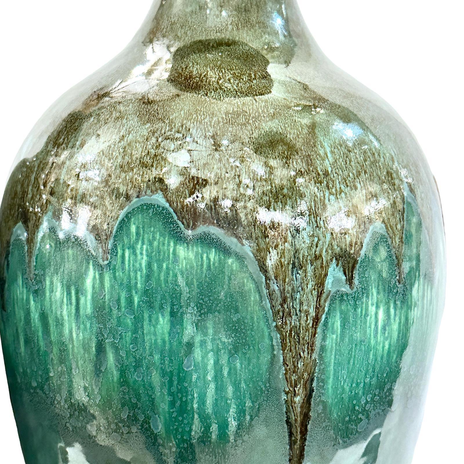 Glazed Pair of Large Italian Porcelain Lamps For Sale