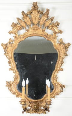 Pair of Large Italian Rococo Giltwood Mirrors (Girandoles)