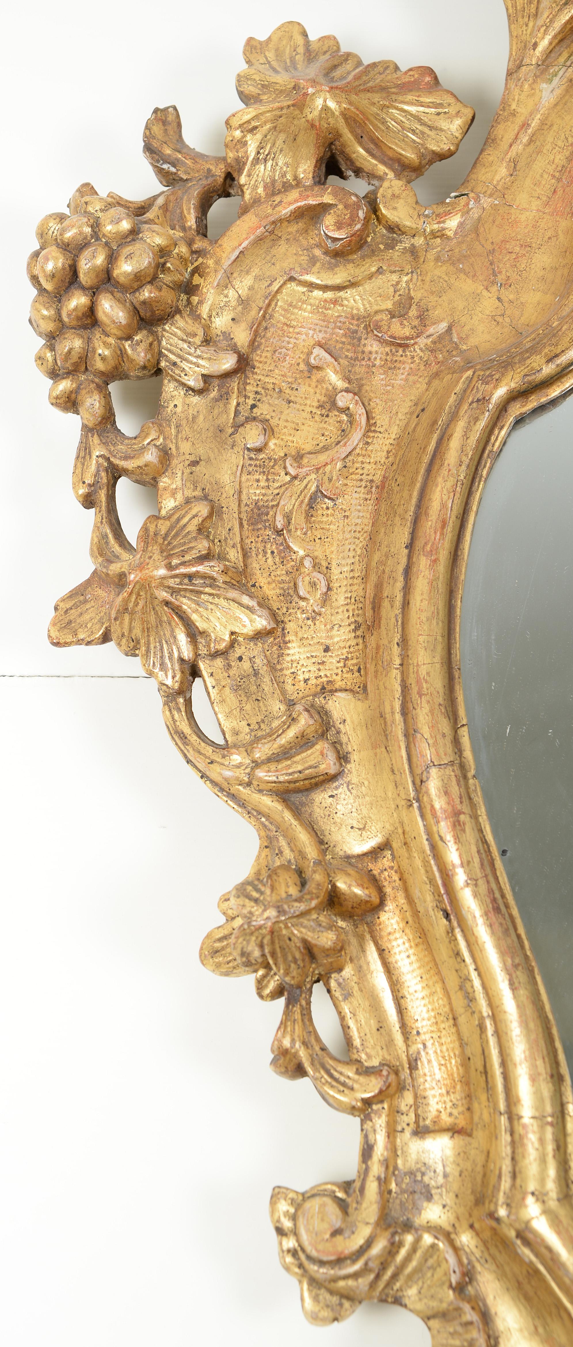 18th Century Pair of Large Italian Rococo Giltwood Mirrors (Girandoles) For Sale