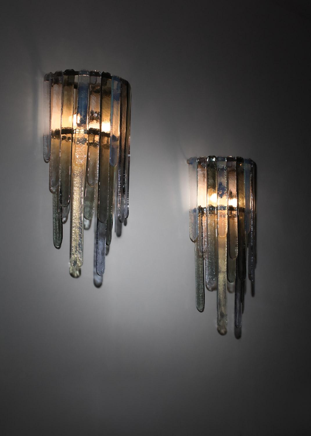 Pair of large Italian sconces Carlo Nason for Mazzega 70's in glass For Sale 4