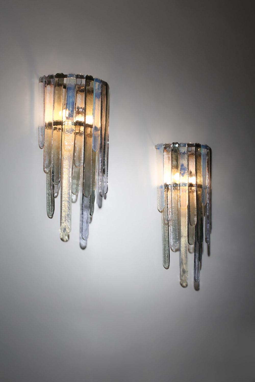 Pair of large Italian sconces Carlo Nason for Mazzega 70's in glass For Sale 5