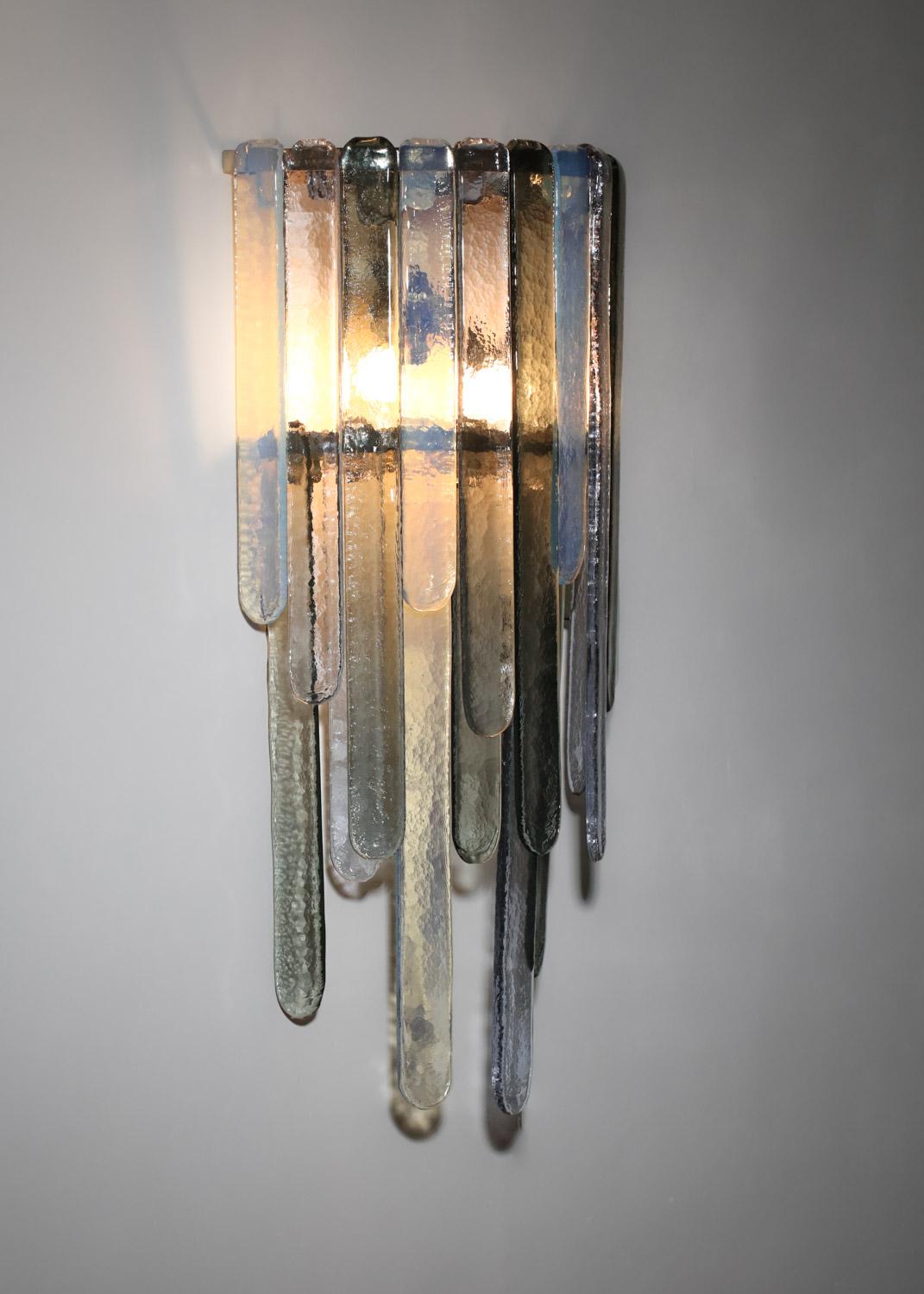 Pair of large Italian sconces Carlo Nason for Mazzega 70's in glass For Sale 6