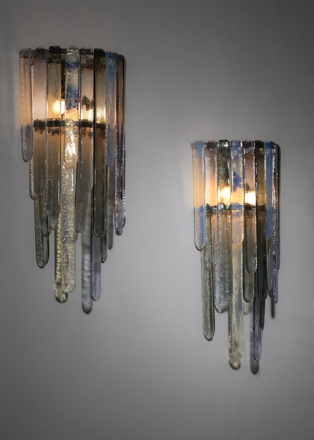 Pair of large Italian sconces Carlo Nason for Mazzega 70's in glass For Sale 7