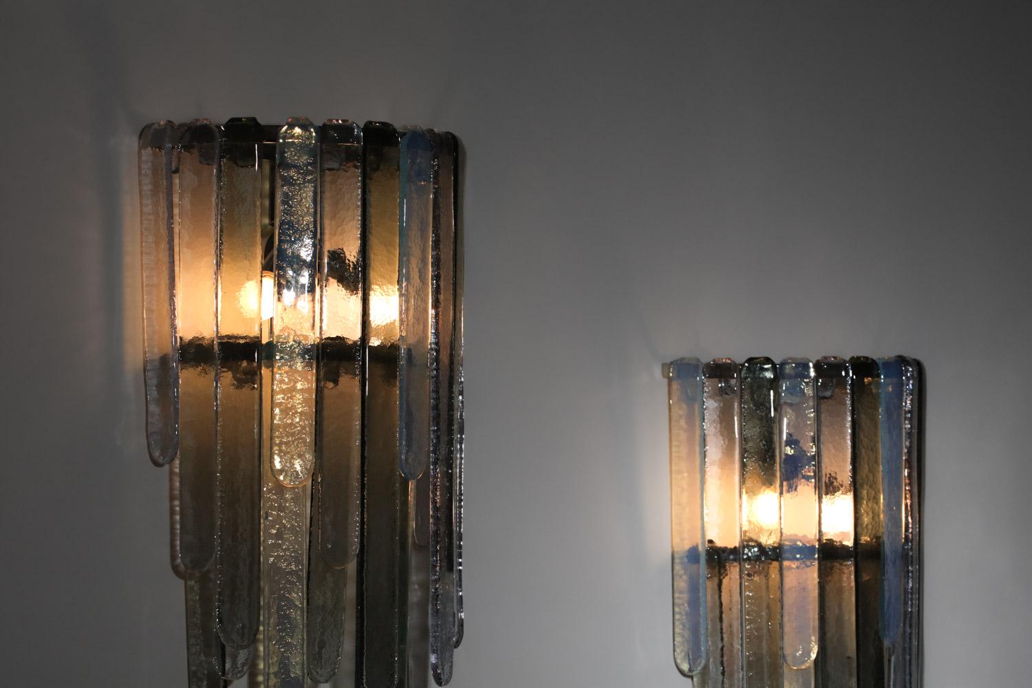Pair of large Italian sconces Carlo Nason for Mazzega 70's in glass For Sale 8