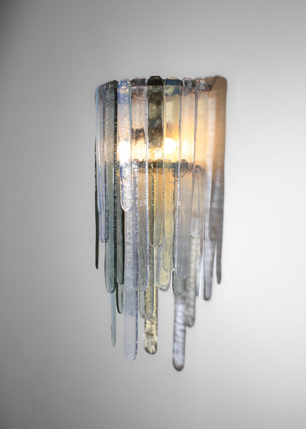 Pair of large Italian sconces Carlo Nason for Mazzega 70's in glass For Sale 10
