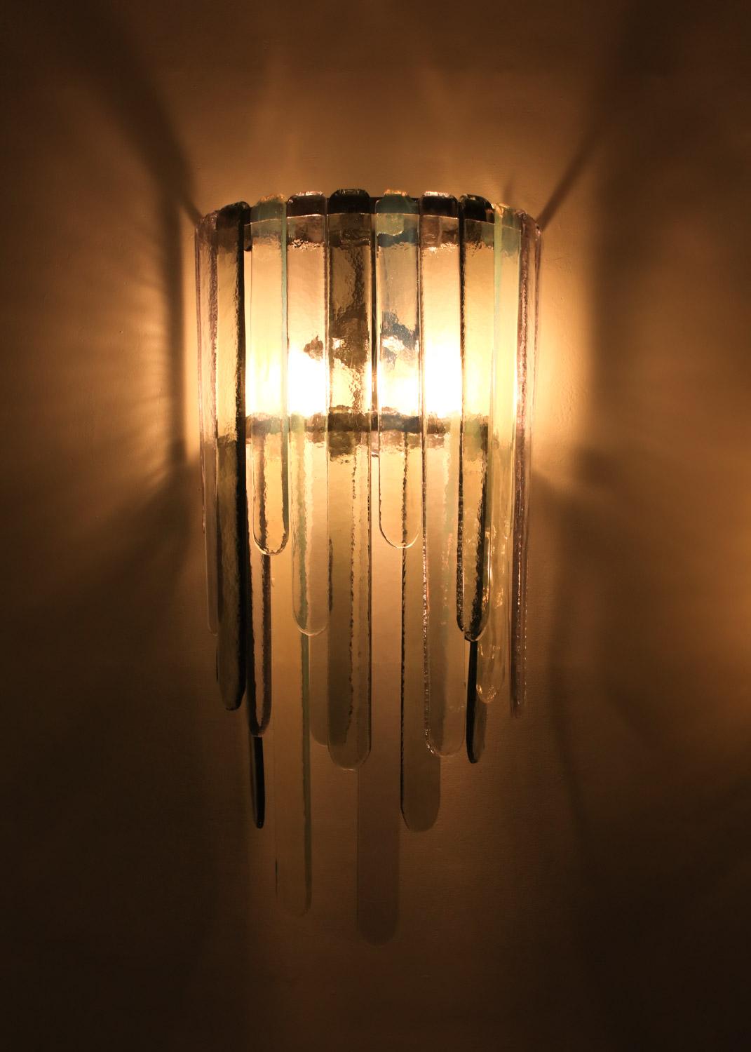 Pair of large Italian sconces Carlo Nason for Mazzega 70's in glass For Sale 1