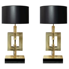 Pair of Large Italian Table Lamps in Murano Glass