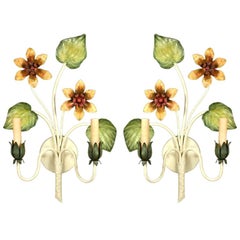 Pair of Large Italian Tole Sconces