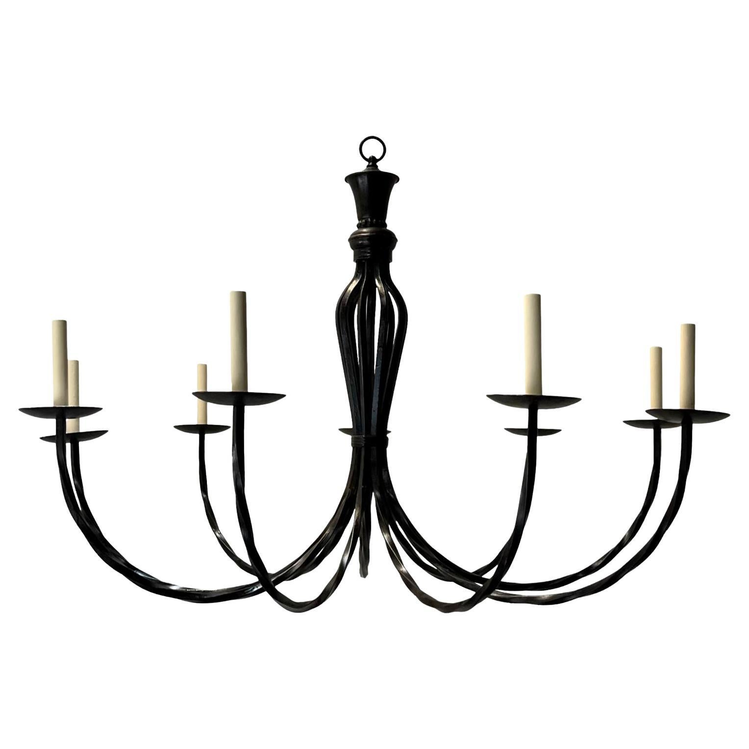Vintage Italian Wrought Iron Chandelier. For Sale
