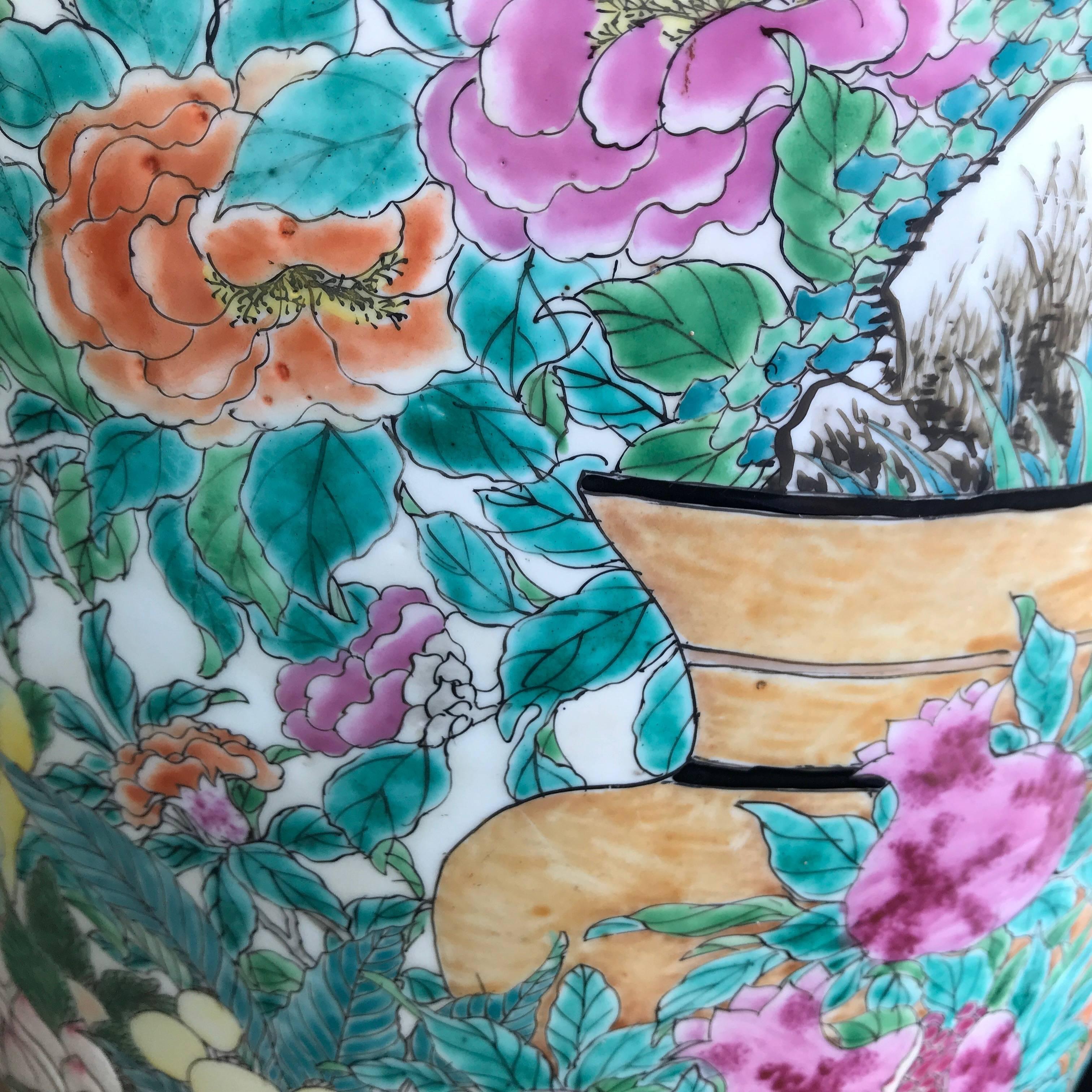 Pair of Large Japanese Porcelain Vases 19th Century Kutani Style 7