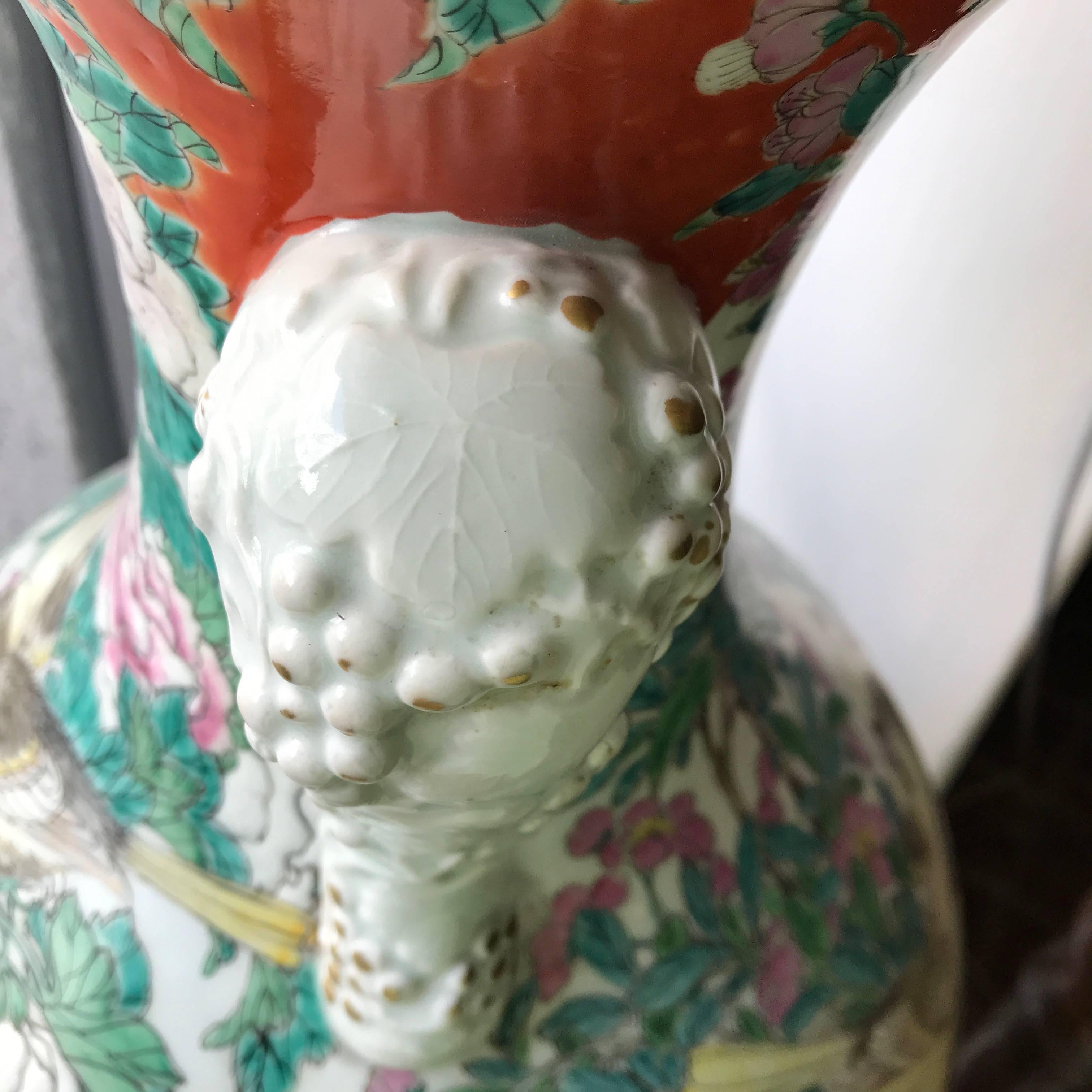 Pair of Large Japanese Porcelain Vases 19th Century Kutani Style 11