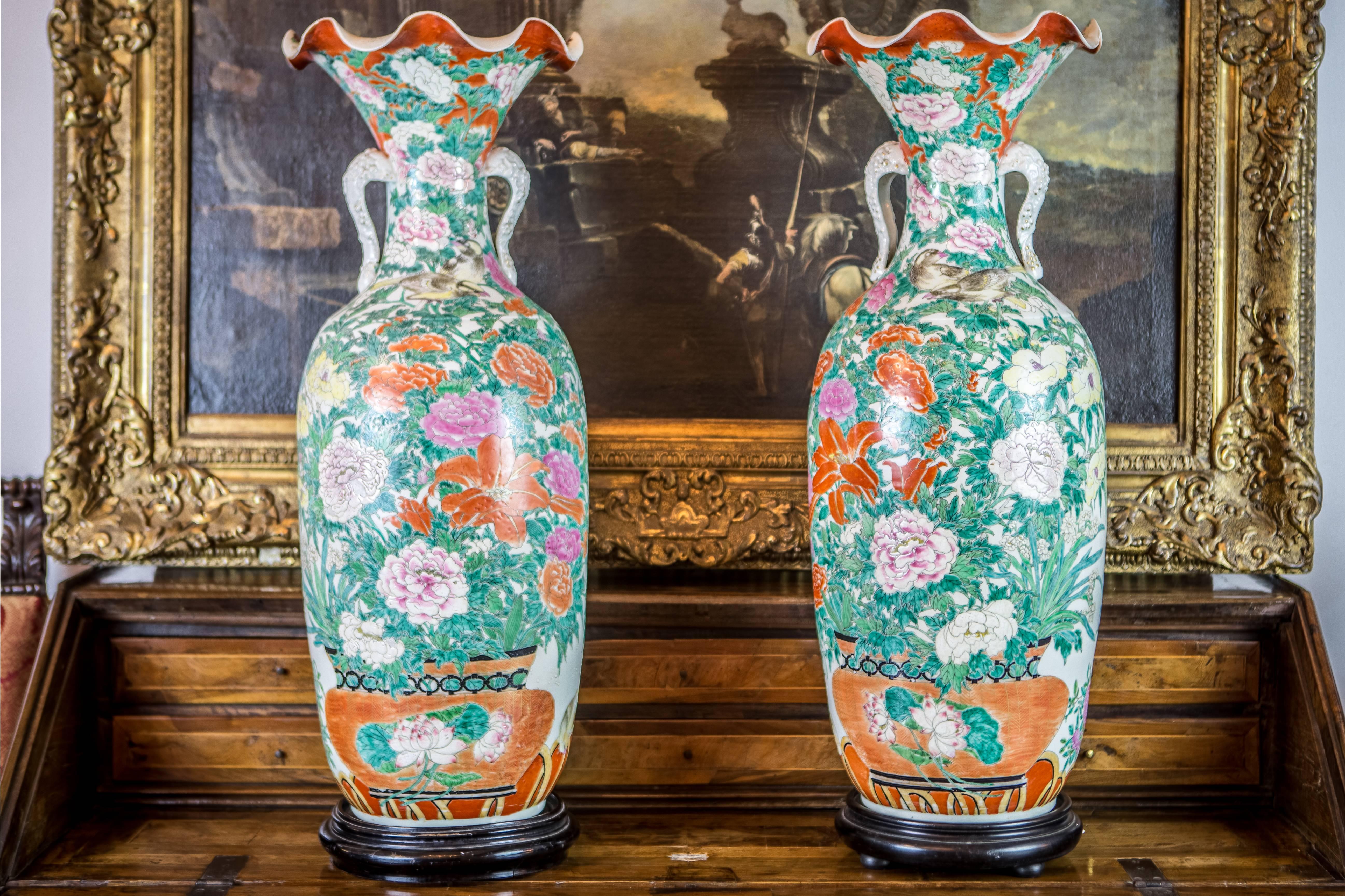 Pair of Large Japanese Porcelain Vases 19th Century Kutani Style (Japonismus)