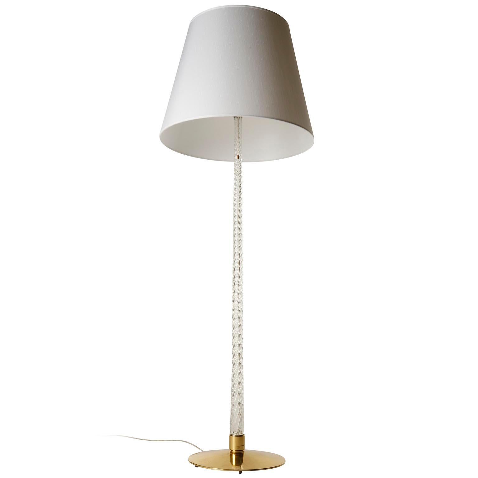 Mid-Century Modern Pair of Large Kalmar Floor Lamps 'Glasschaft' no. 2134, Glass Rod Brass, 1960s For Sale