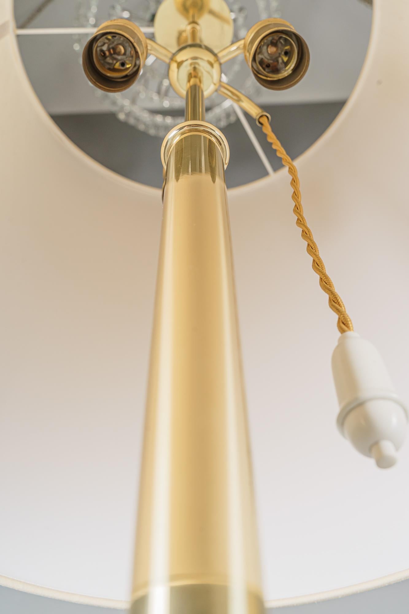 Polished Pair of Large J.T. Kalmar Floor Lamps 'Helios' Mod. 2035, Brass 1960s For Sale