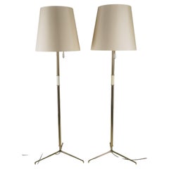 Pair of Large J.T. Kalmar Floor Lamps 'Helios' Mod. 2035, Brass 1960s
