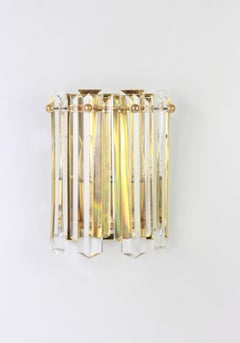 Paar große Kalmar Crystal Glass Sconces Wall Lights, Österreich, 1970er Jahre