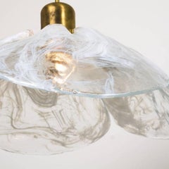 Pair of Large Kalmar, Four-Petal Flower, Melting Glass Chandeliers, 1970s