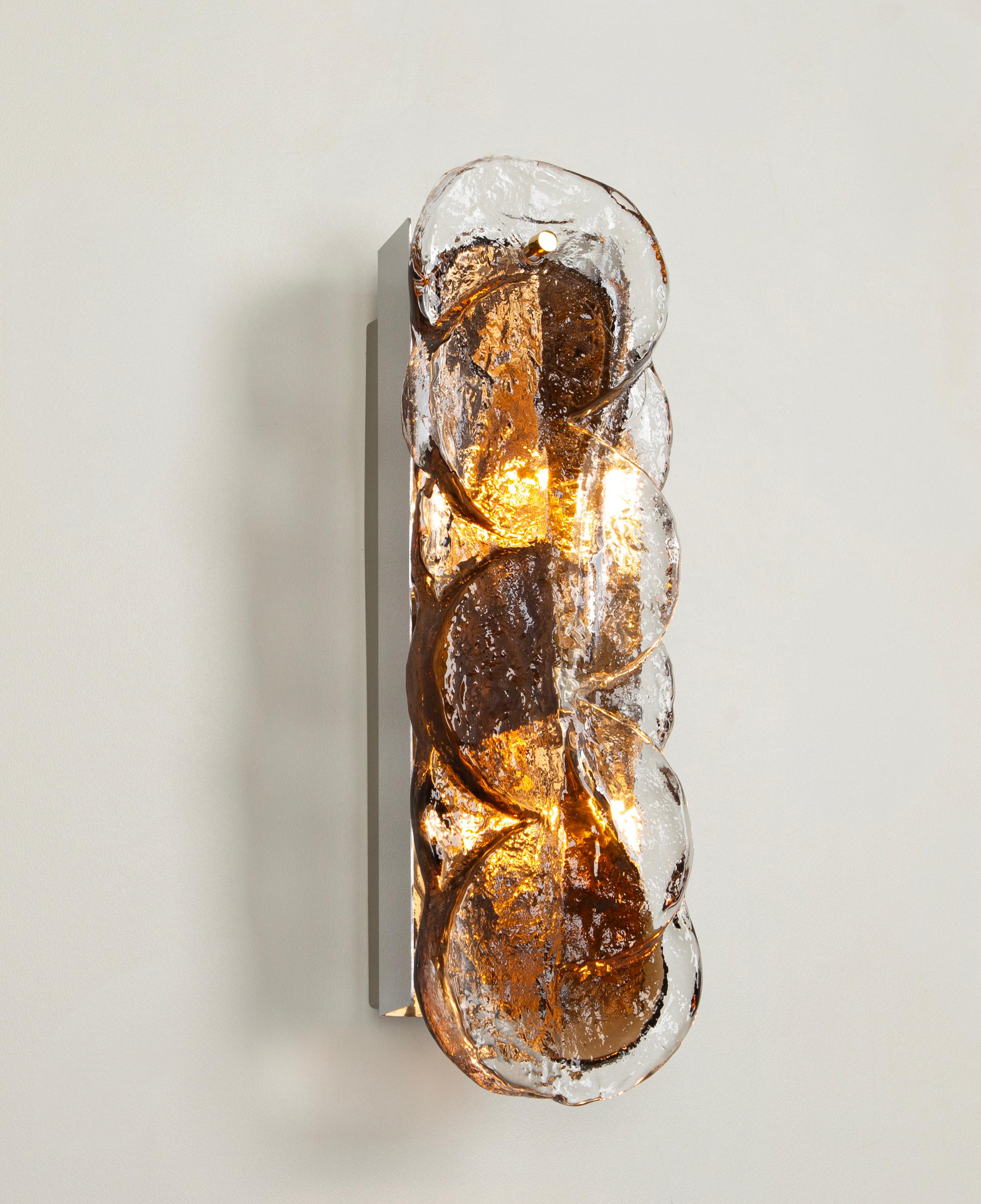Pareja de grandes apliques de cristal de Murano Kalmar Citrus, Austria, años 60 Moderno de mediados de siglo en venta