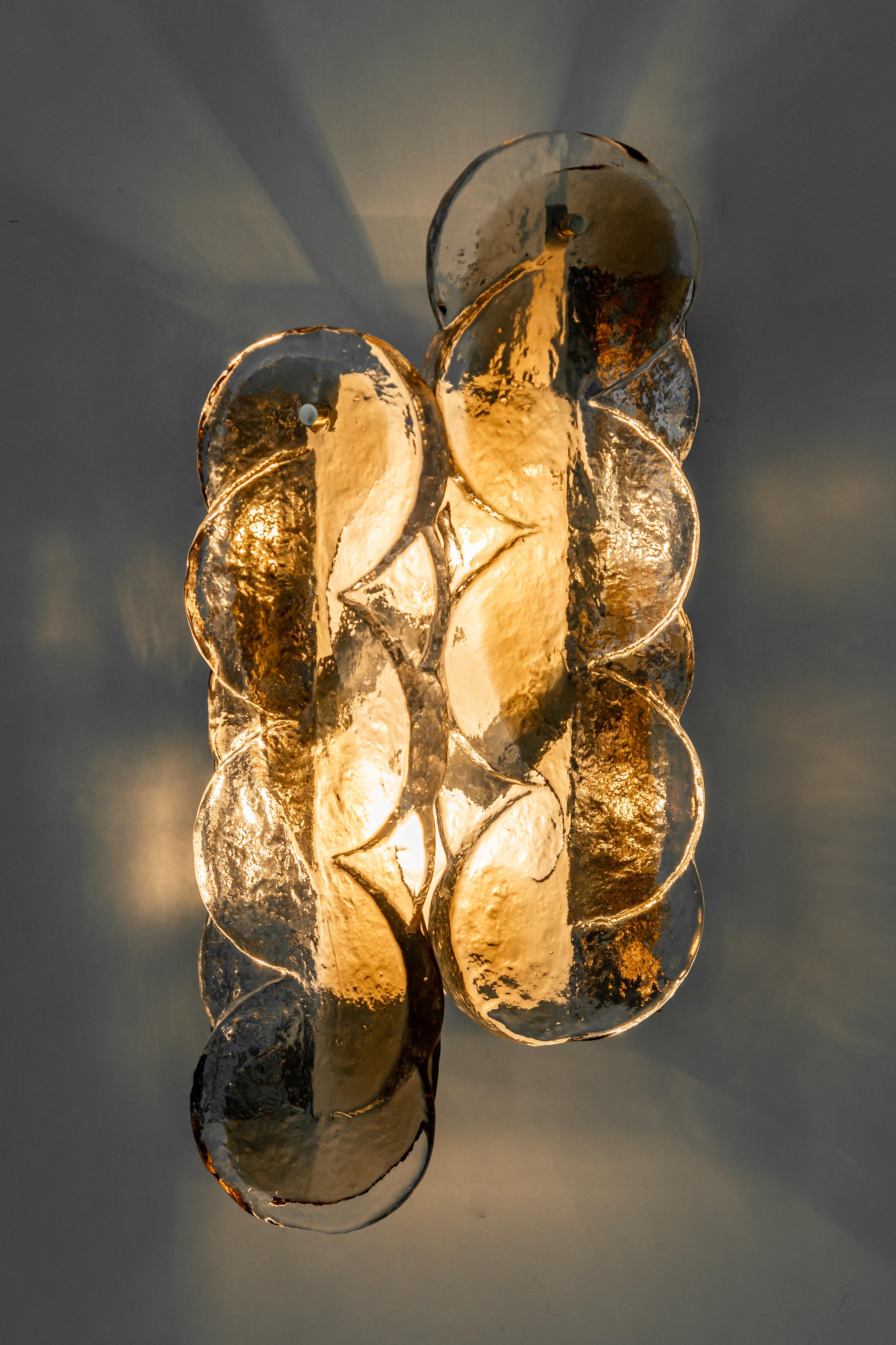 Pair of Large Kalmar Murano Glass Sconces Wall Lights Citrus, Austria, 1960s In Good Condition In Aachen, NRW