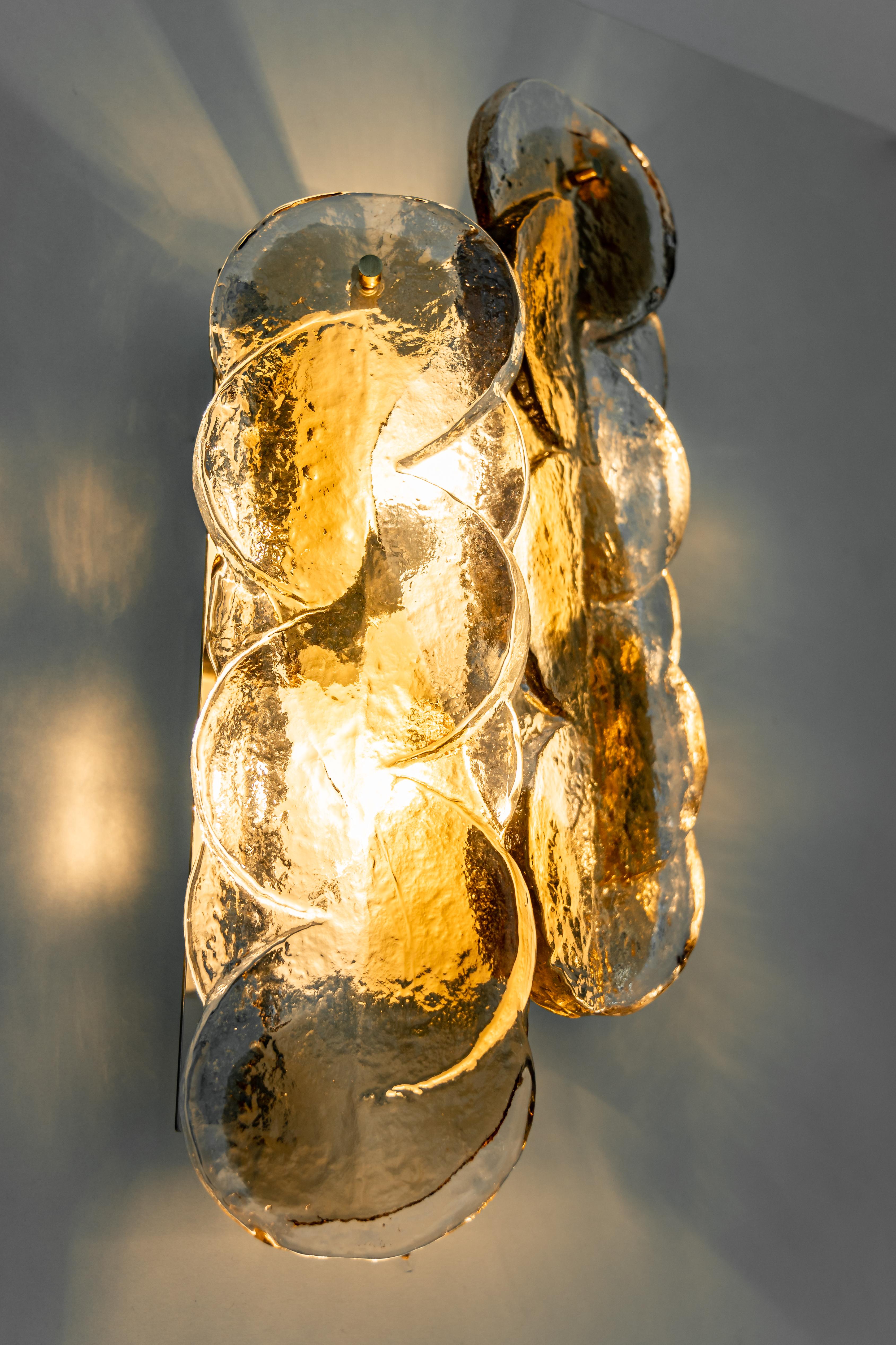 Mid-20th Century 1 of 2 Pairs of Large Kalmar Murano Glass Sconces Wall Lights Citrus, 1960s For Sale