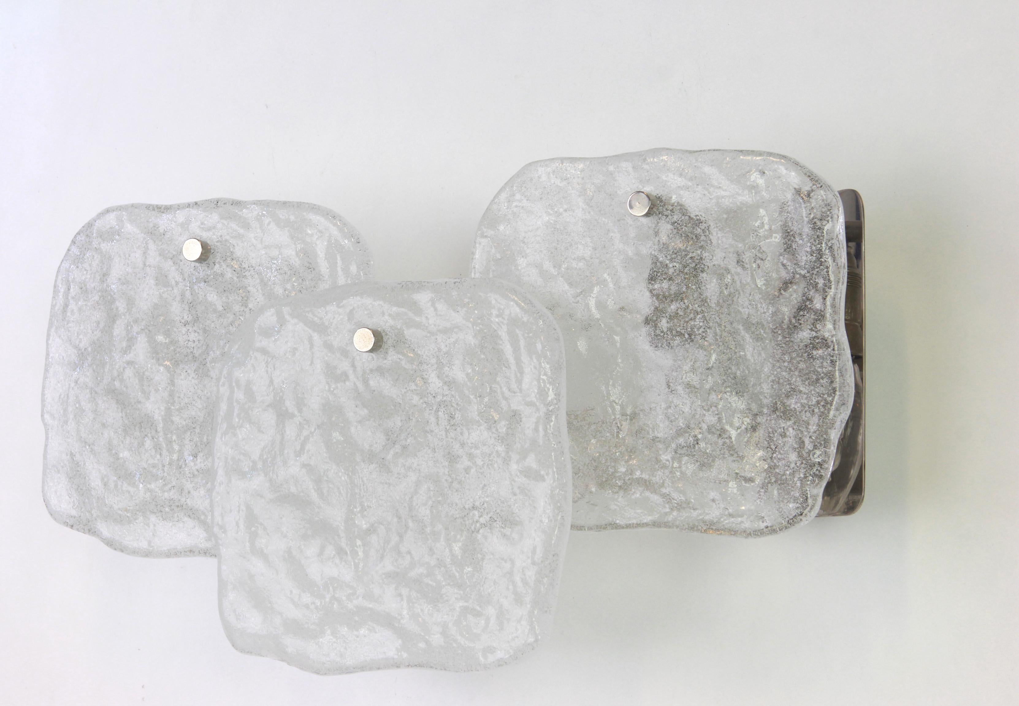 Mid-20th Century Pair of Large Kalmar Sconce Wall Lights Murano Glass by Kalmar, Austria, 1960s