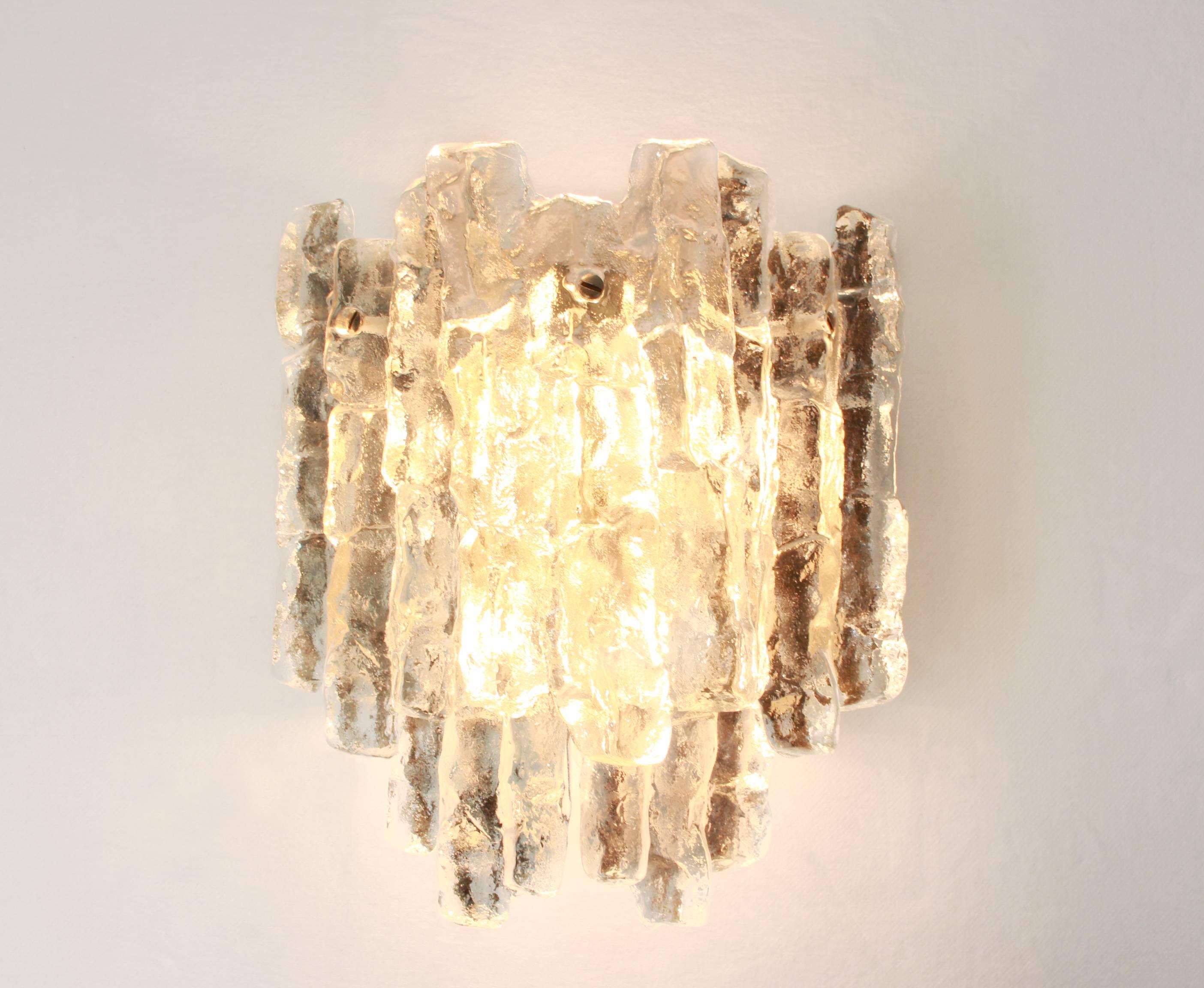 Pair of Large Kalmar Sconces Murano Wall Lights, Austria, 1960s In Good Condition In Aachen, NRW