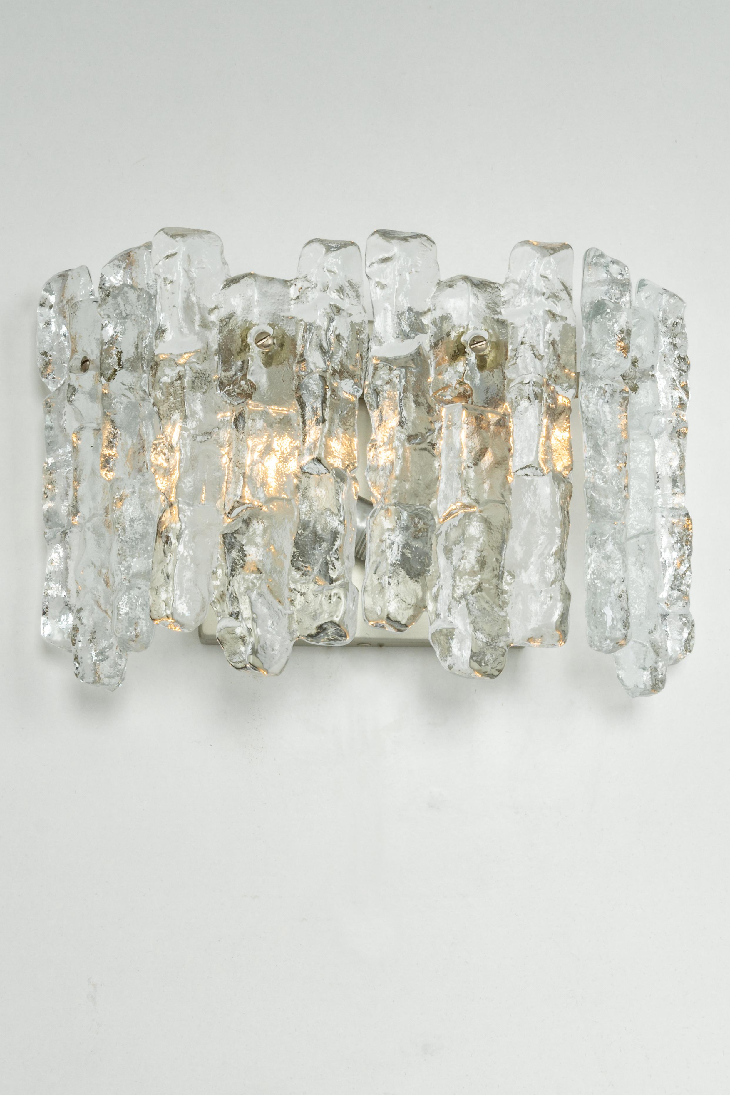 Mid-20th Century 1 of 2 Pairs of Large Kalmar Sconces Murano Wall Lights, Austria, 1960s For Sale