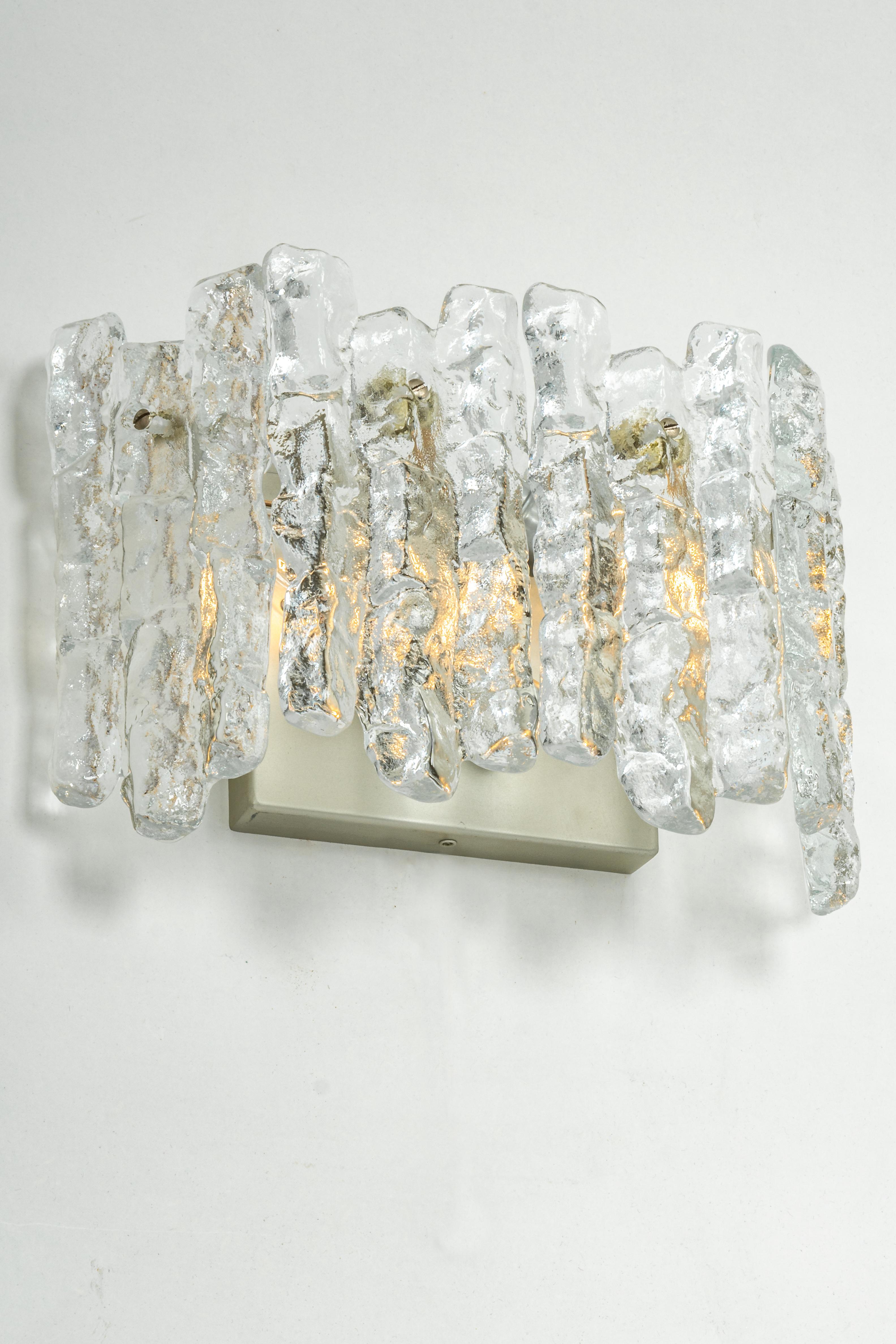 Murano Glass 1 of 2 Pairs of Large Kalmar Sconces Murano Wall Lights, Austria, 1960s For Sale