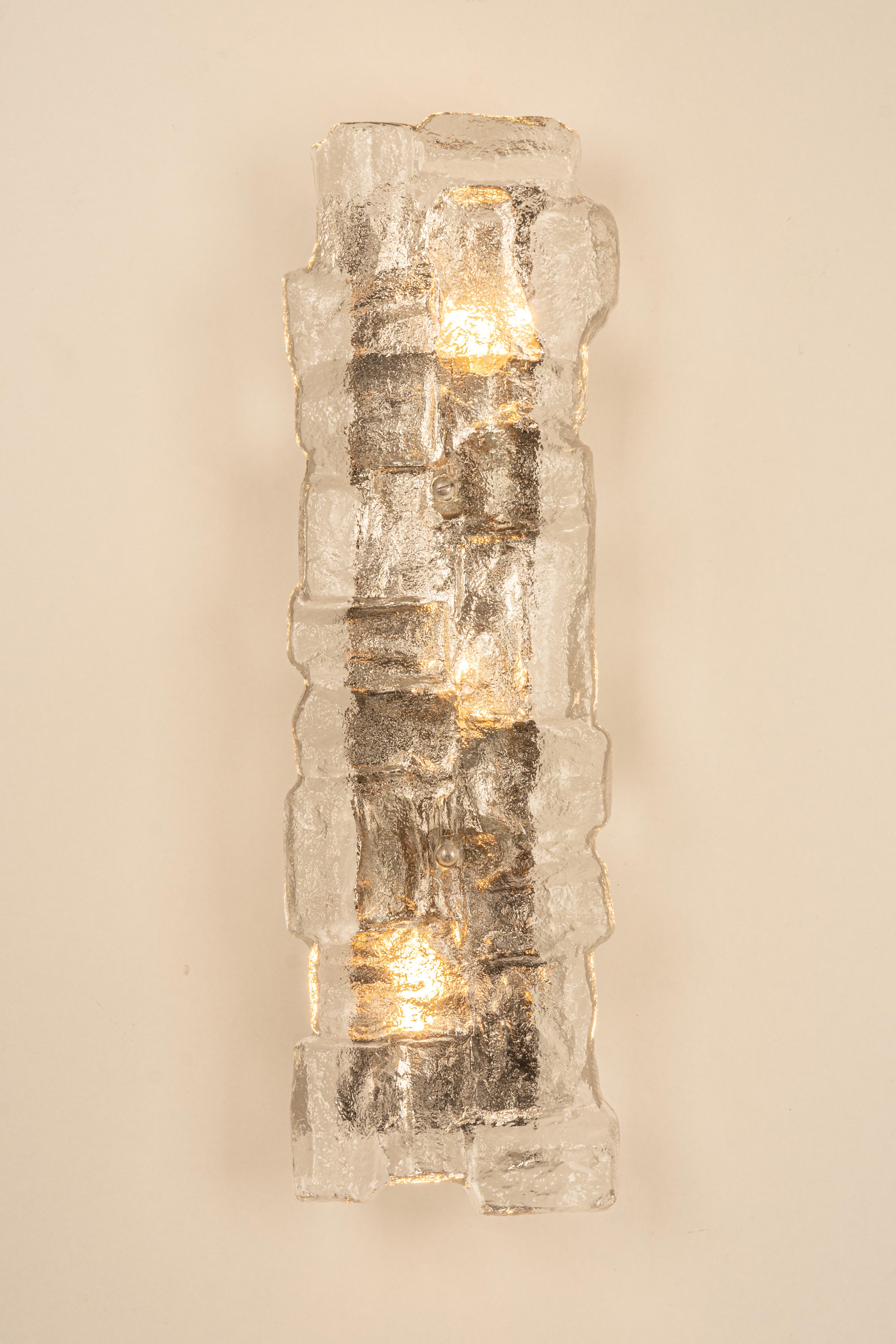 Murano Glass Pair of Large Kalmar Sconces Wall Lights, Austria, 1960s For Sale