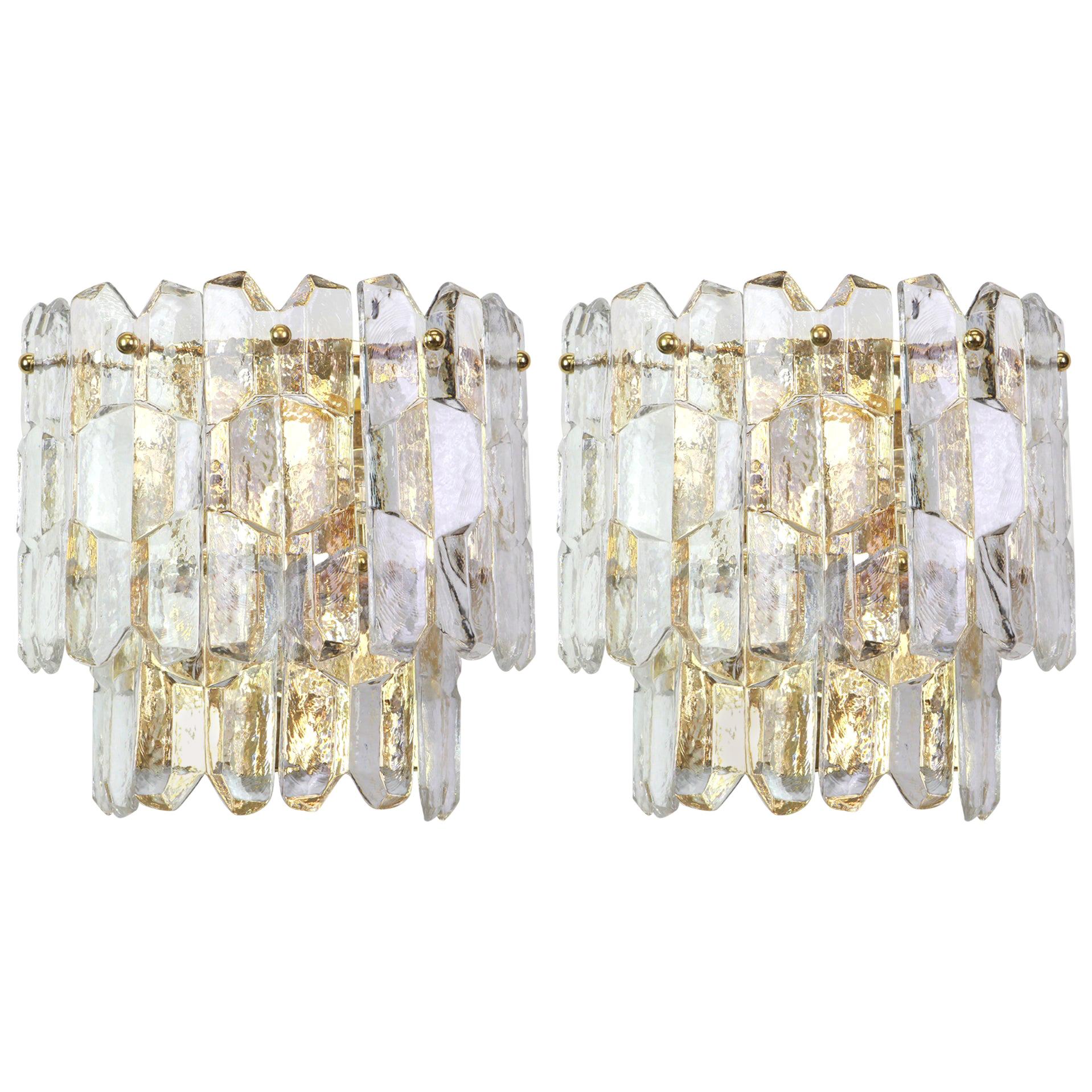 Mid-Century Modern Pair of Large Kalmar Sconces Wall Lights 'Palazzo', Austria, 1960s For Sale