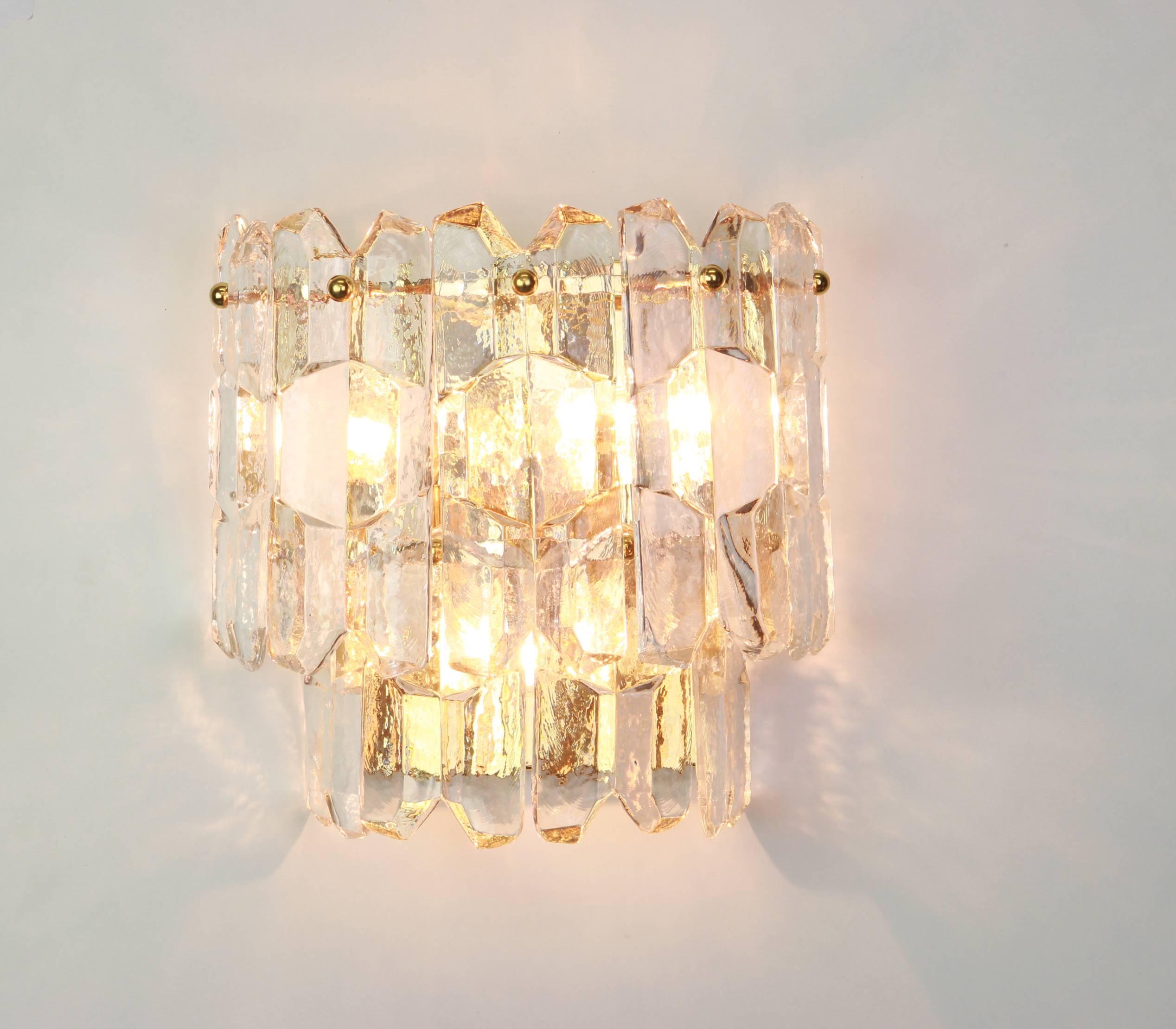 Mid-20th Century Pair of Large Kalmar Sconces Wall Lights 'Palazzo', Austria, 1960s For Sale