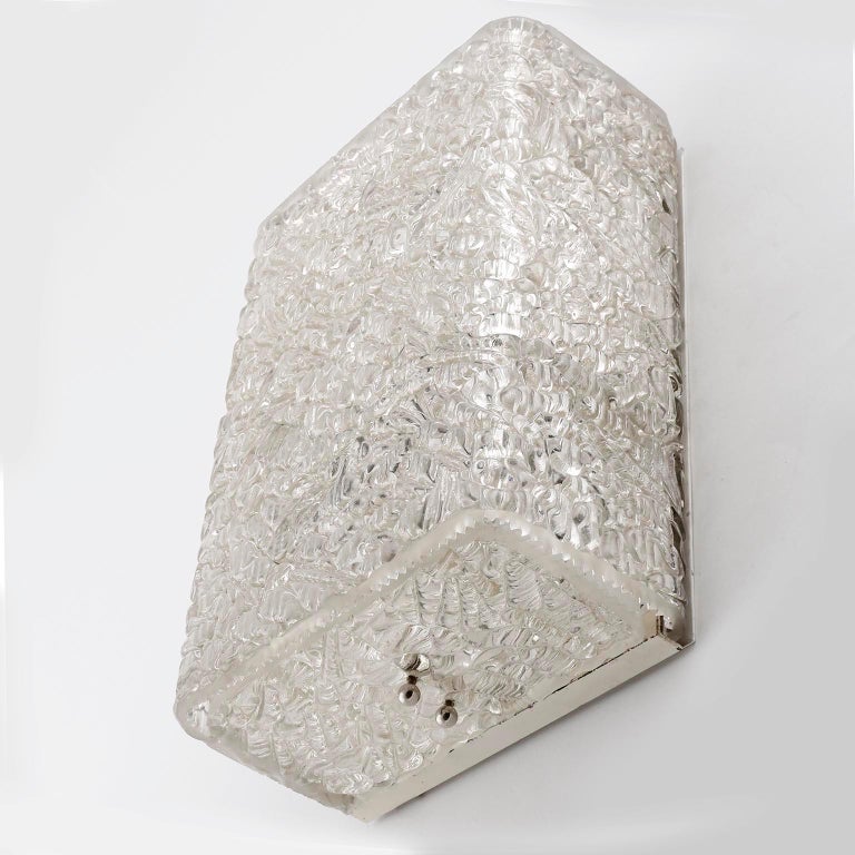 Picture of Pair of Large Kalmar Textured Glass Sconces Wall Lights, 1960 For Sale ...