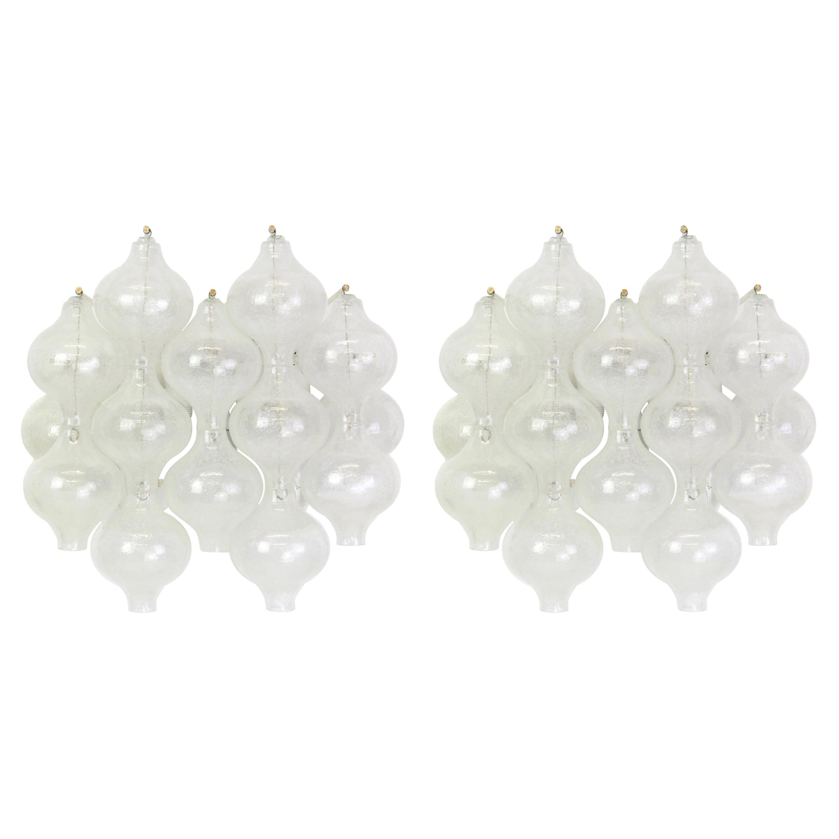 1 of 4 Pairs of Large Kalmar 'Tulipan' Sconces Wall Lights, Austria, 1970s For Sale