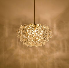 Pair of Large Kinkeldey 5 Tiers and Gilt Metal Crystal Chandeliers, 1970s