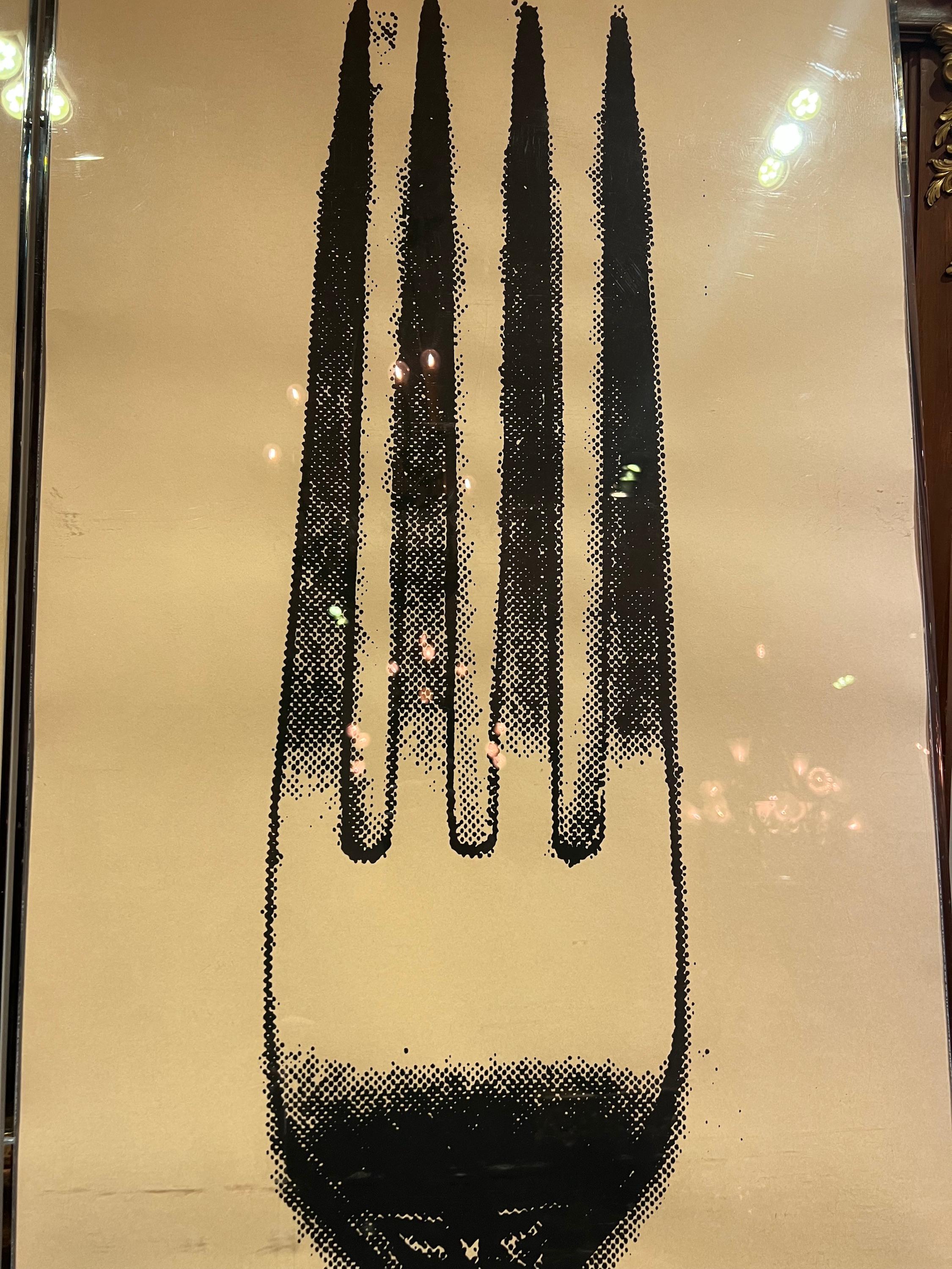 Contemporary Pair of Large Knife & Fork Lithographs in Acrylic Frames  For Sale