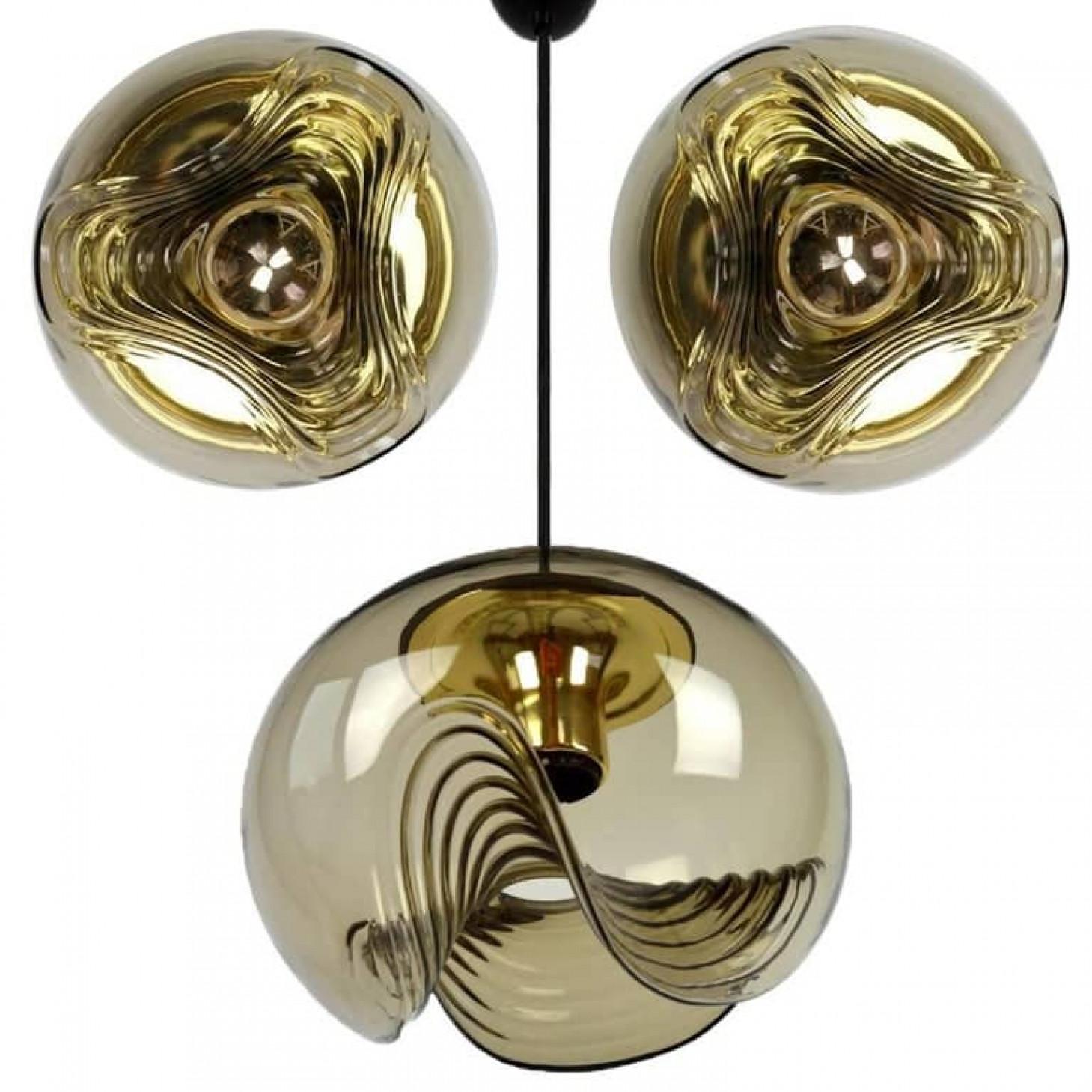 Paire de grandes appliques murales Koch and Lowy en verre fumé par Peill Putzler en vente 5