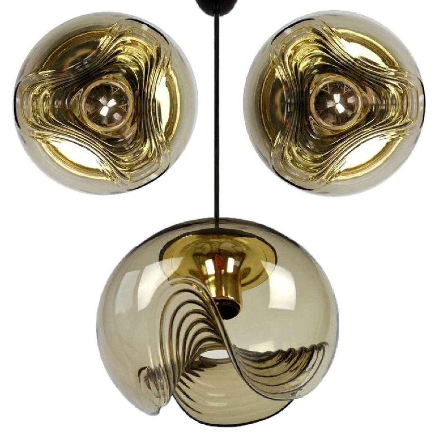 Pair Of Large Koch and Lowy Smoked Glass Wall Sconces/Flush by Peill Putzler 6