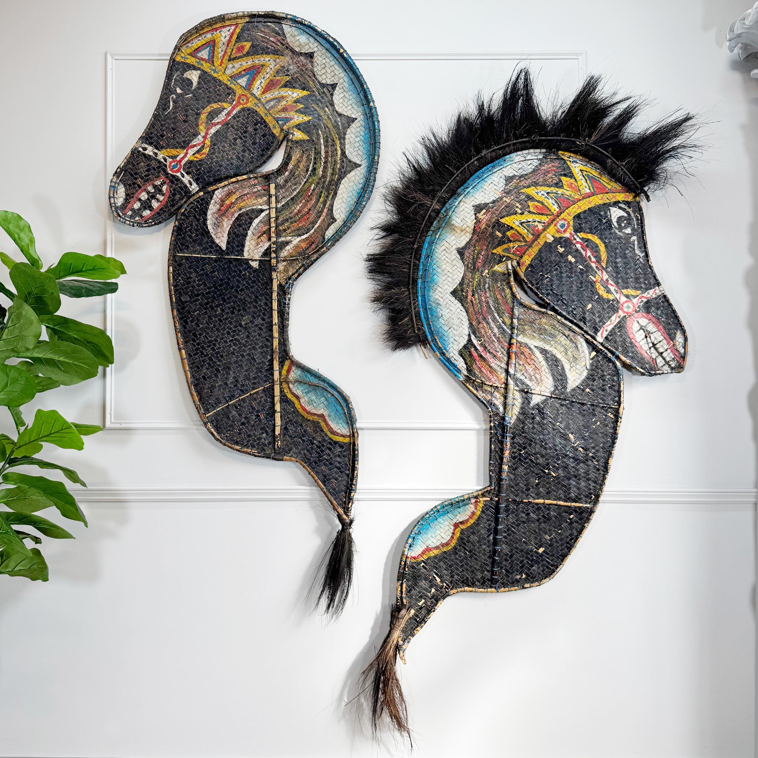 Pair of Large Kuda Lumping Ceremonial Horses from Java In Good Condition For Sale In Hastings, GB
