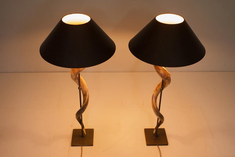 Pair of Large Kudo Horn Table or Floor Lamps at 1stDibs