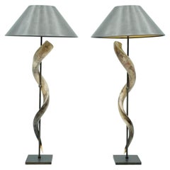 Pair of Large Kudo Horn Table or Floor Lamps