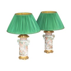 Antique Pair of Large Lamps in Satsuma Ware, circa 1880
