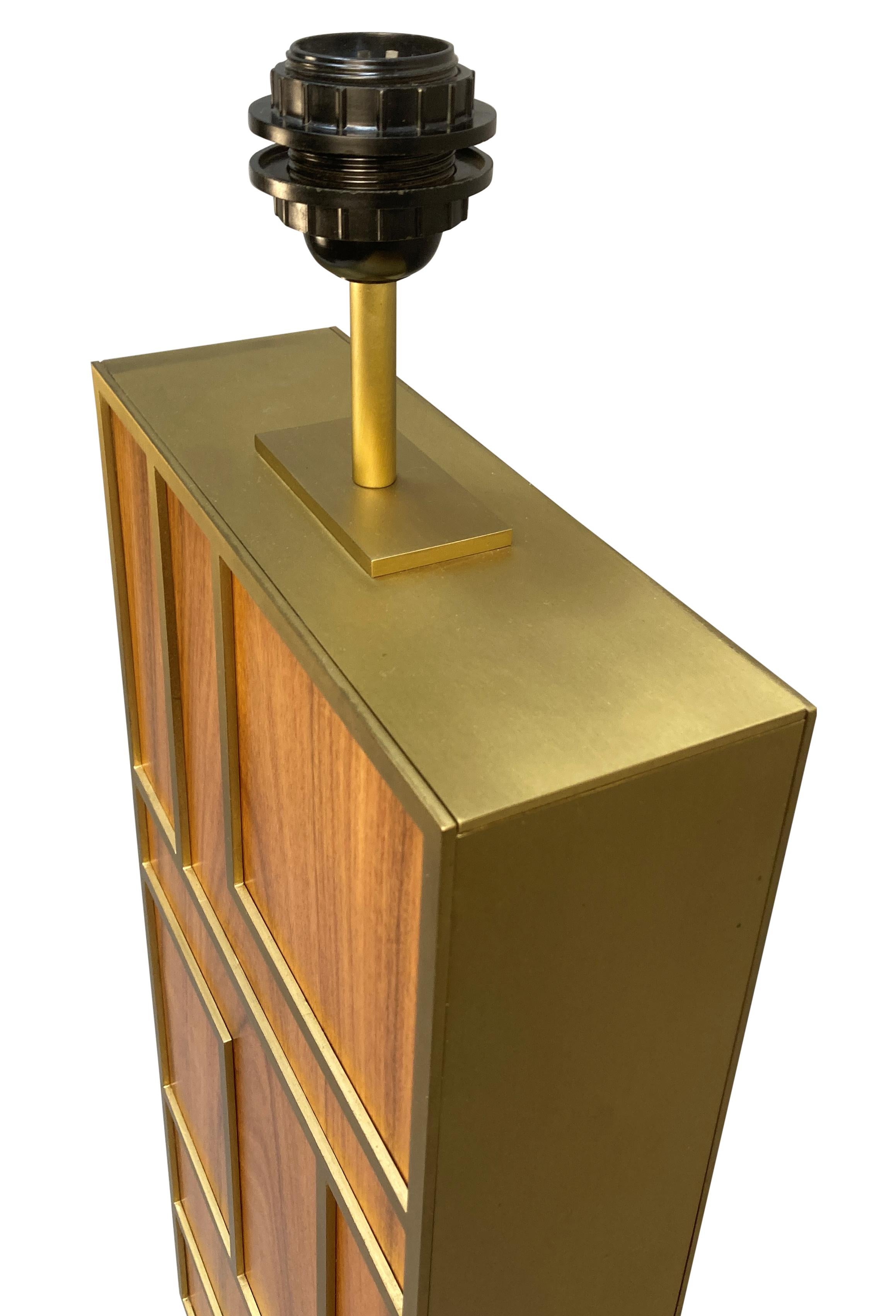 Pair Of Large Lamps In Teak & Brushed Brass In Good Condition For Sale In Kent, Dover