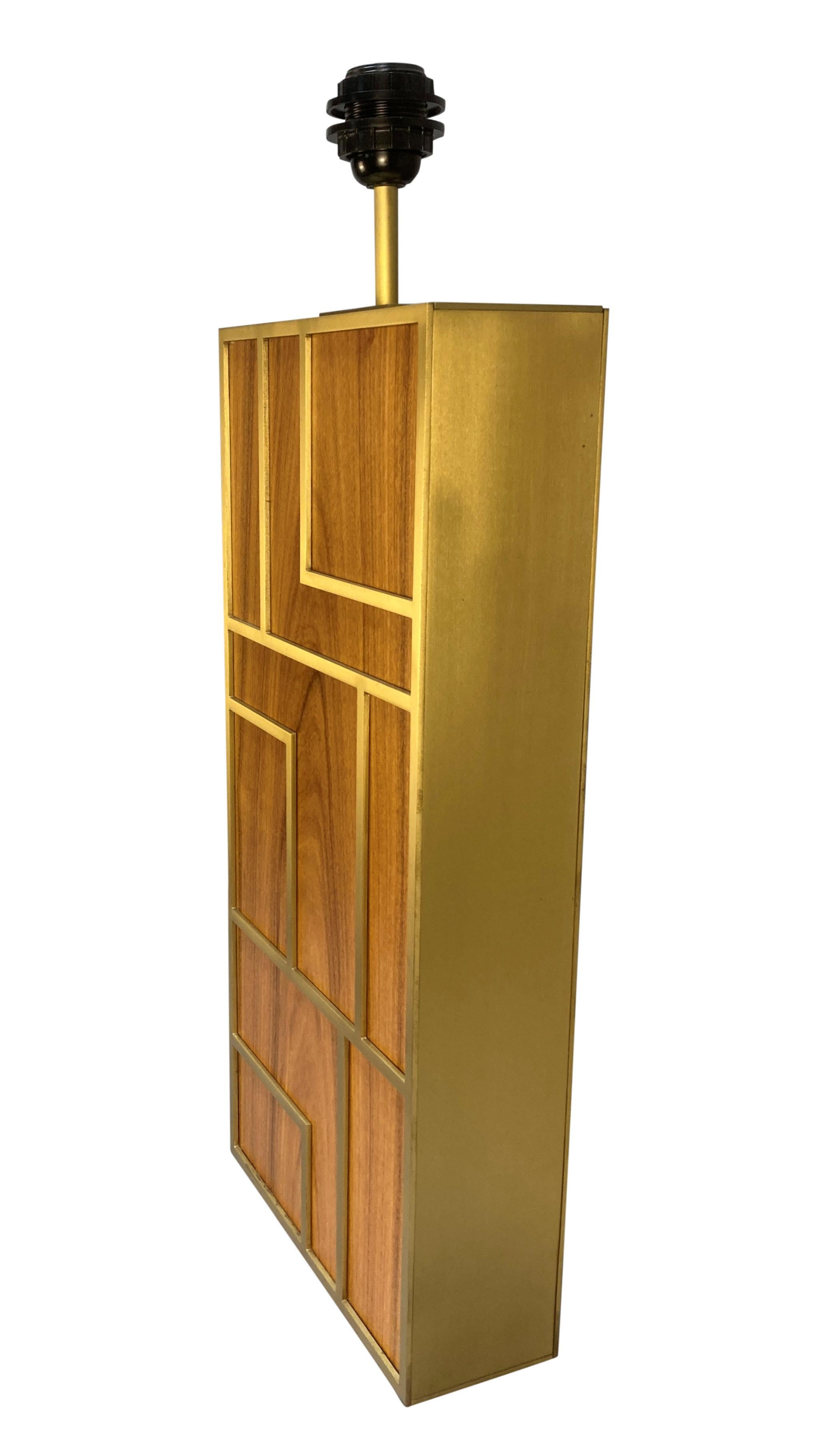 Late 20th Century Pair Of Large Lamps In Teak & Brushed Brass For Sale