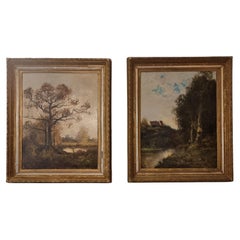 Pair of Large Landscapes, Oils on Canvas, Albert Nolet, 19th