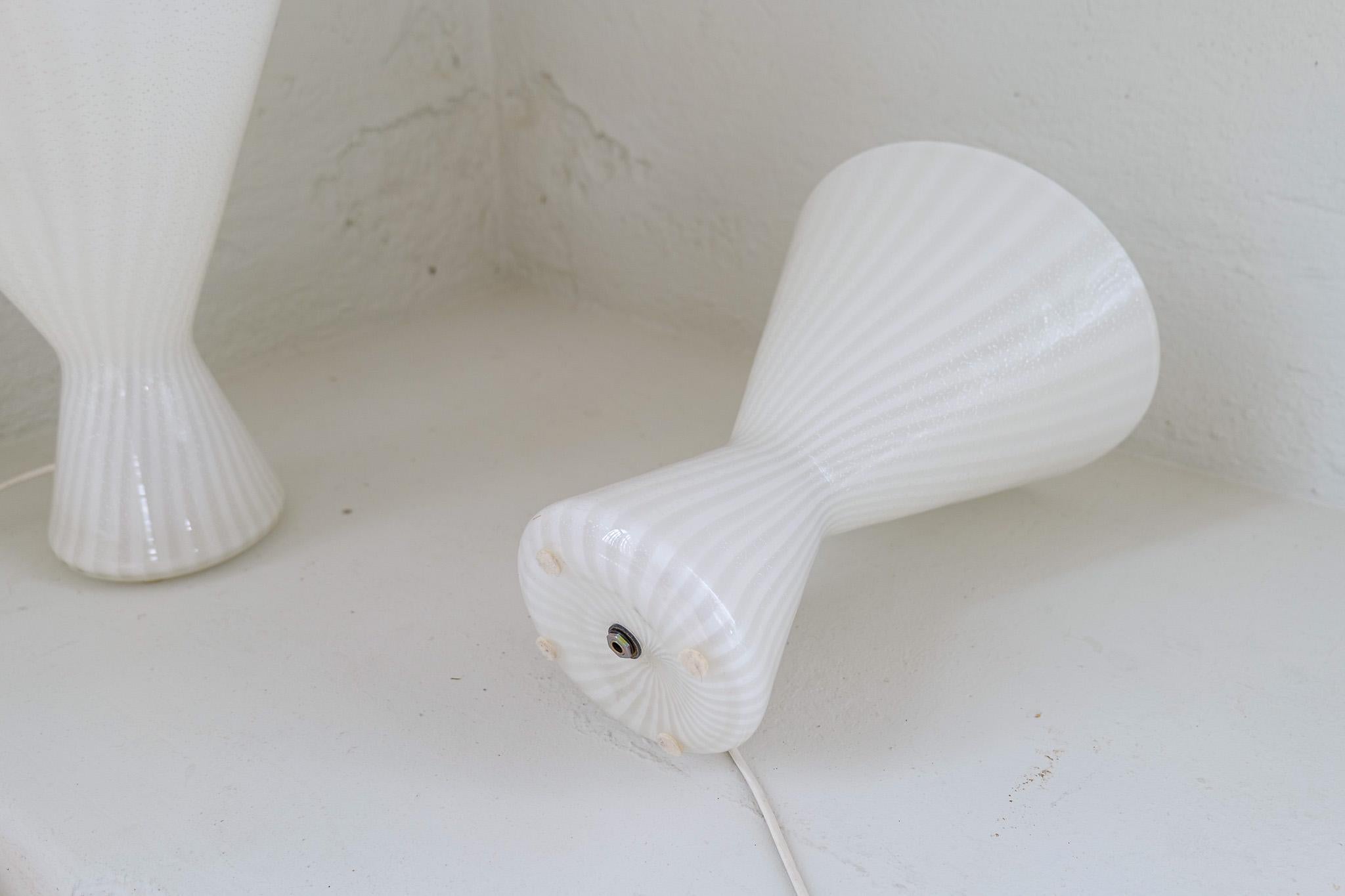 Pair of Large Large Classic white murano table lamps Italy 1970s For Sale 6