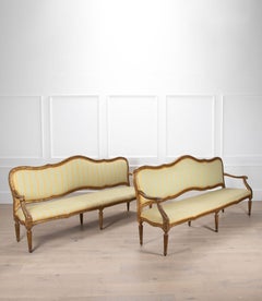Pair of Large Late 18th Century Italian Giltwood Settees
