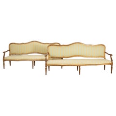 Pair of Large Late 18th Century Italian Giltwood Settees
