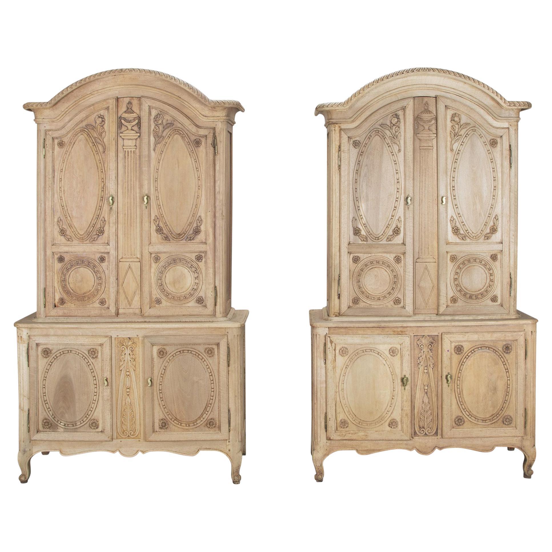 Pair of Large Late 19th Century French Bleached Cabinets